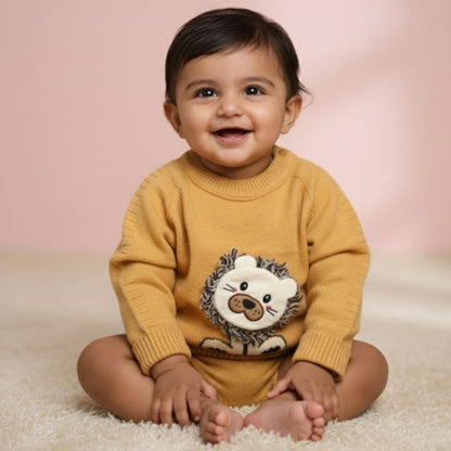 Winter Warm Woollen Full Sleeve Sweater For Baby | Lion | Pack of 1