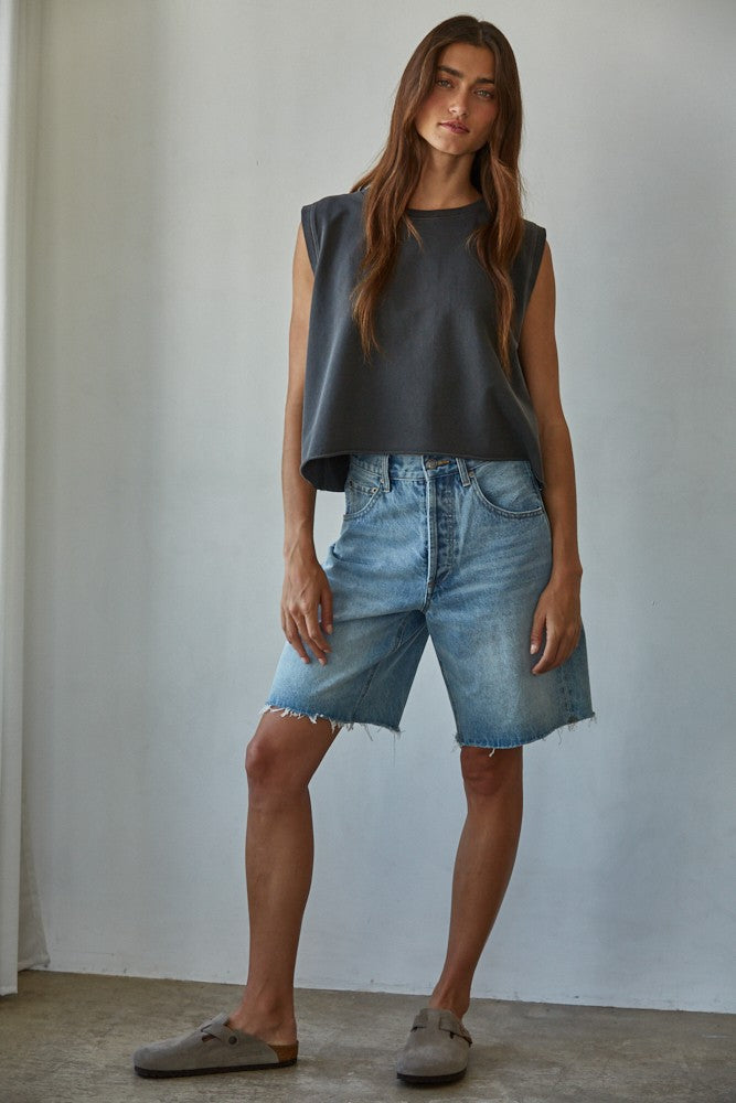 Women's Knit Round Neck Tank Top - Black (Final Sale)