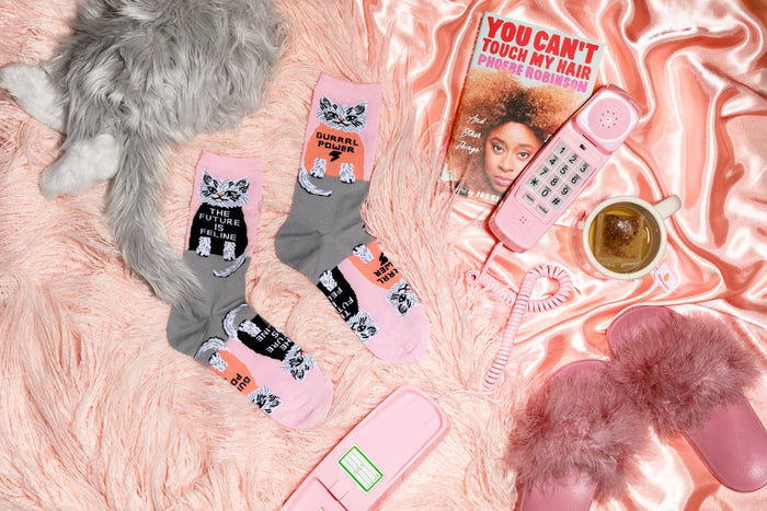 Yellow Owl Workshop Crew Socks - Future Is Feline