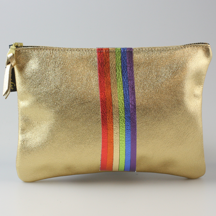 Zina Kao - The Thin Rainbow Carter Metallic Clutch - Gold