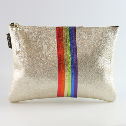 Zina Kao - The Thin Rainbow Carter Metallic Clutch - Rose